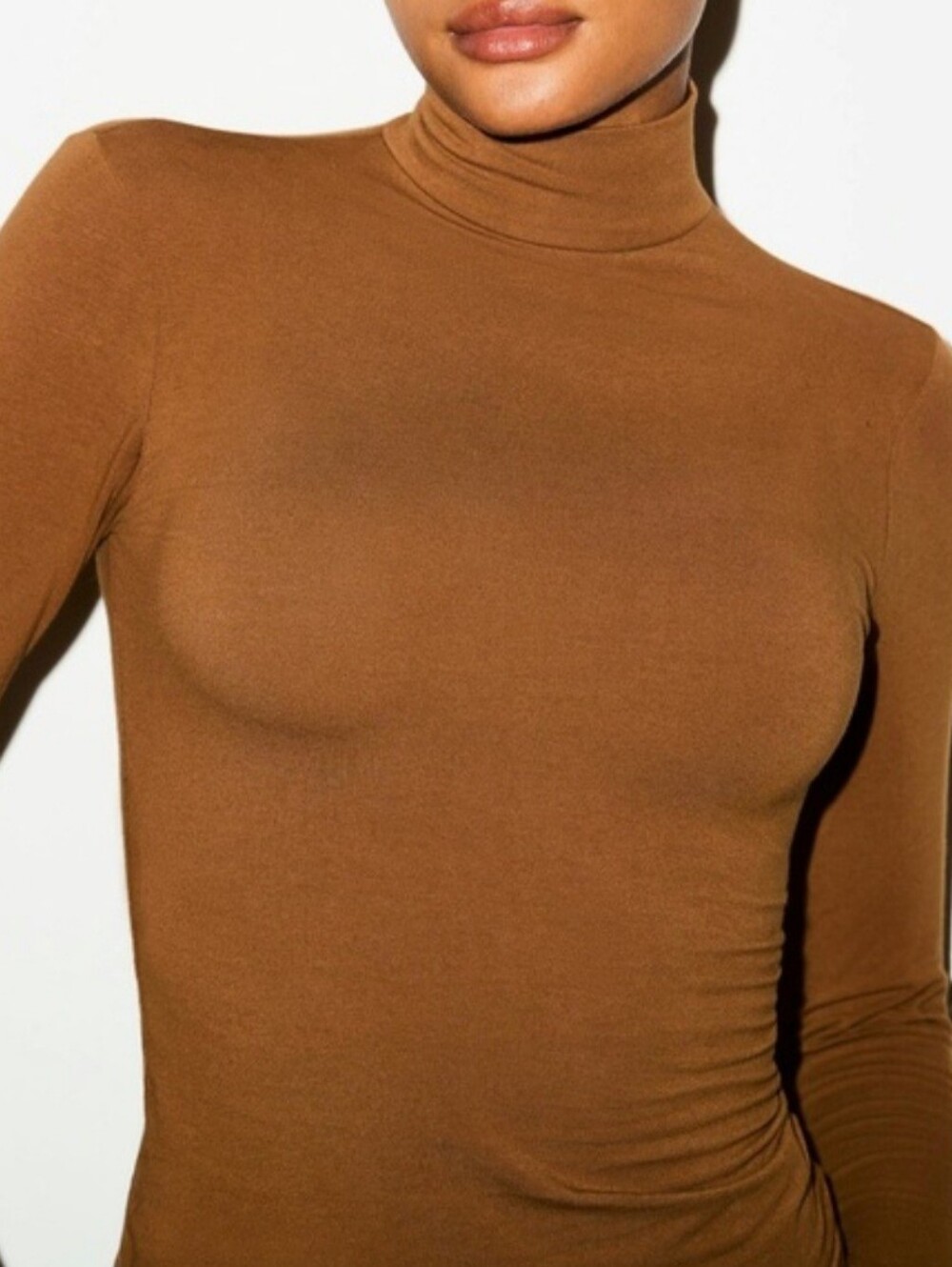 SKIMS 🤎 Cotton Jersey Turtleneck w/ Zipper | Chai . Small